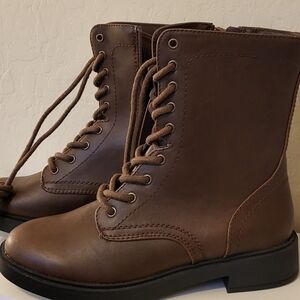Steve Madden Brown Lace-Up Combat Boots